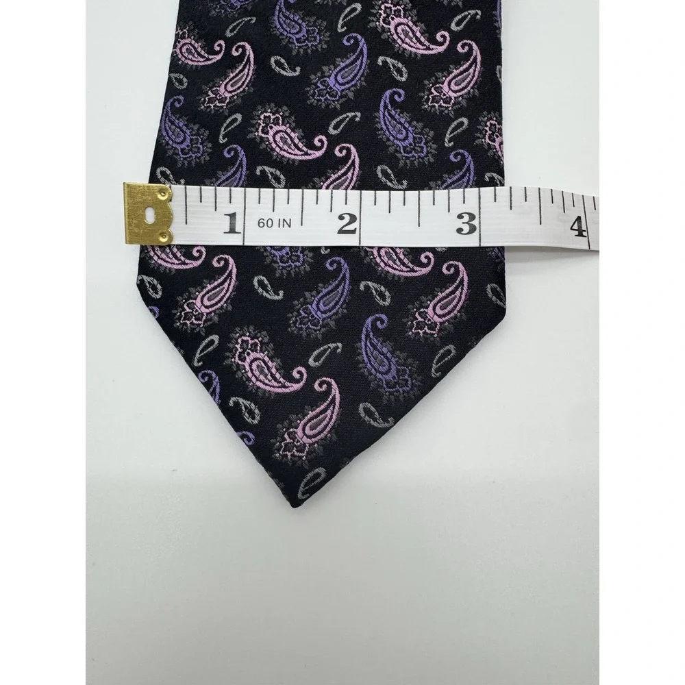 XMI Platinum Mens Tie Black‎ Purple Pink Paisley Silk Classic Width Neck Tie